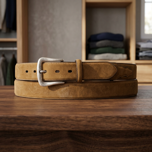 Cinturones de Cuero Vacuno Puro Estilo Vintage con Hebilla de Acero Cuadrada, Duraderos, Impermeables y Ecológicos, 3.8 CM de Ancho, Accesorios para Hombre - Product Image 1