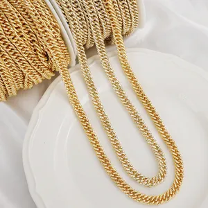 Brass 18k gold plated PVD chains jewellery making materials Real gold Exaggerated color preserving Engraved thick gold chain