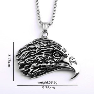 จี้รูปนกอินทรีสแตนเลส สร้อยคอผู้ชาย สไตล์เรโทร จี้รูปสัตว์ขนาดใหญ่ ของขวัญ เครื่องประดับแฟชั่น - Product Image 5