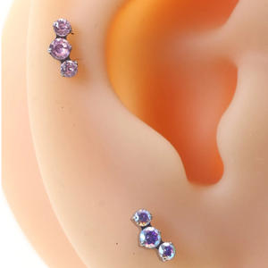 Cartouche de perçage corporel en titane F136 en gros, perçage d'oreille, avec zircon interne, clou de cartilage d'oreille, anneau de lèvre, bijoux de perçage - Product Image 2