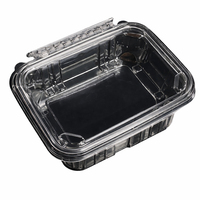Boîte d'emballage rectangulaire en plastique PET transparent jetable thermoformée avec couvercle à charnière, qualité alimentaire, produit personnalisé
