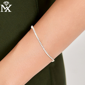 1PC 925 Plata Moda Elegante 2mm Cadena de Zirconia Artificial Pulsera de Tenis Pulsera de Cadena Premium - Product Image 1