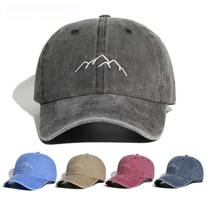 Hip Hop erkekler kadınlar Vintage pamuk ayarlanabilir spor şapka Gorras Retro yıkanmış Snapback kapaklar dağ aralığı nakış beyzbol şapkası