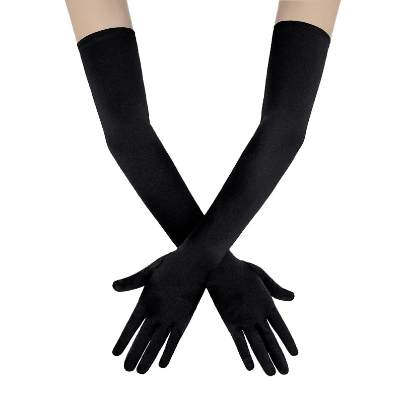Sarung tangan pesta Opera panjang untuk wanita 1920s 20s sarung tangan Satin kostum gaun malam pengantin panjang siku, 22 inci