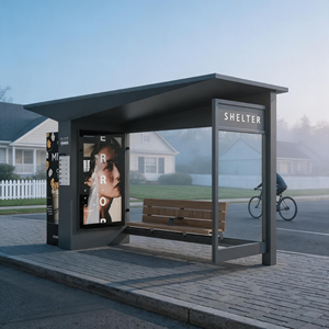 <span class=keywords><strong>Abri</strong></span> de bus moderne en acier galvanisé avec écran publicitaire LED numérique vertical – <span class=keywords><strong>Abri</strong></span> de transport urbain intelligent - Product Image 3