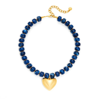 Collier pendentif cœur multicolore fait main en gros Go2boho pour femmes, style bohème avec pierres précieuses, bijoux ras-du-cou