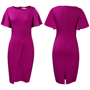 Stile europeo e americano abito da ufficio a vita alta per le donne nuovo arrivo tinta unita con eleganti maniche stampa digitale - Product Image 6