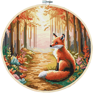 NKF Cross Stitch Factory Red Fox Landscape Style Printed DIY Embroidery Kit-Customizable Wholesale