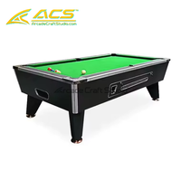 Table de billard ACS moderne de 7 pieds avec rails en bois massif, retour de balles, durable, pour usage commercial intérieur, billard américain à monnayeur