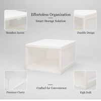 Boîte à chaussures empilable en plastique transparent avec porte magnétique sur le devant |   Boîte de rangement modulaire en PP durable pour baskets et talons