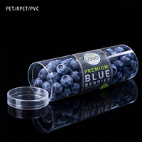 Boîte cylindrique en PET recyclé, tube transparent avec couvercle, emballage alimentaire, idéal pour bonbons, gelées, myrtilles, cadeaux