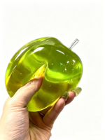 Balle anti-stress souple en TPR de 7,5 cm, parfum thé vert maltose, en forme de pomme, jouet alimentaire, sans liquide ni gel