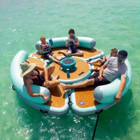 Bar flottant gonflable robuste avec plateforme antidérapante en Drop-Stitch et porte-gobelets pour complexe hôtelier, marina, fête sur le lac