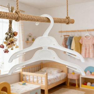 Cintres en plastique à 2 niveaux pour enfants, cintres <span class=keywords><strong>double</strong></span> couche antidérapants pour vêtements d'enfants, organisation du placard de bébé - Product Image 1