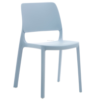 Chaise de café moderne, simple, ergonomique, empilable, en polypropylène bleu clair