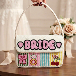 Pochette de mariée perlée avec broderie et sangles, motif bonbon, sac à main de soirée pour femme de haute qualité et mignon - Product Image 1