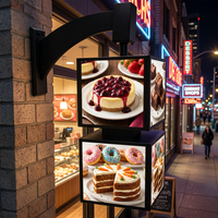 Panneau publicitaire LED rotatif à 4 faces personnalisé pour l'extérieur, cadre d'affichage pour menu, boîte lumineuse publicitaire pour café, fast-food, pâtisserie