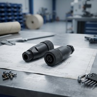 Connecteur circulaire étanche M12 à bornes à vis, câblable sur site, IP67/IP68 avec raccord fileté pour l'automatisation industrielle