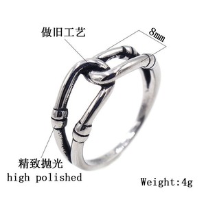 Men's <b>Titanium</b> Steel <b>Ring</b> Bamboo Joint Figure Eight Design Retro Silver Color Gift Jewelry - Product Image 2