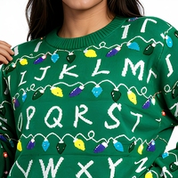 Pull personnalisé avec l'alphabet de Noël, col rond, manches longues, tricot d'hiver