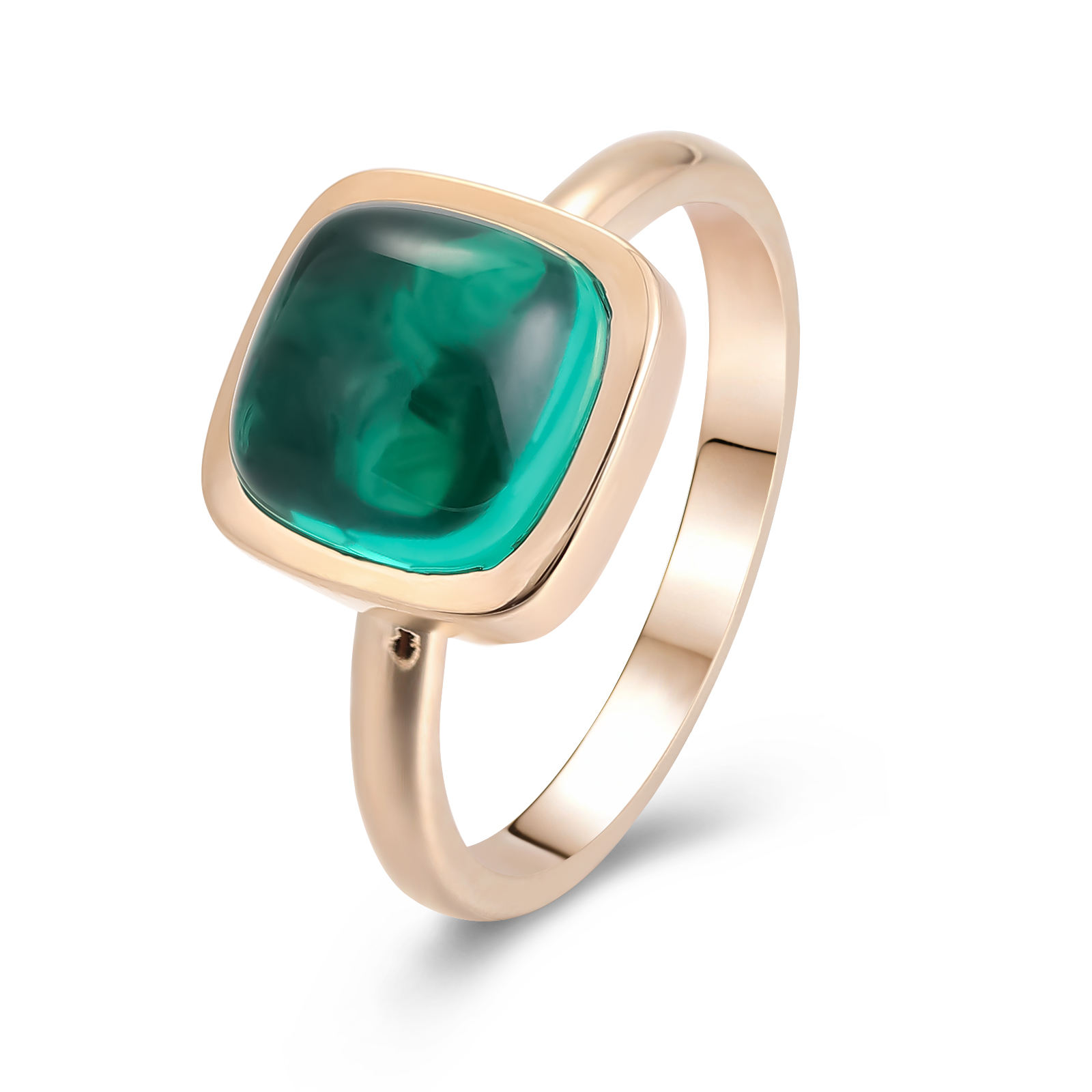 Bague en or jaune 14 carats avec pierre précieuse de laboratoire