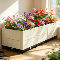 Jardinière carrée modulaire en plastique PP grande capacité, design Japandi, résistante aux UV, installation facile
