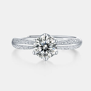 Cincin Moissanite 1ct perhiasan bagus hadiah pernikahan janji 925 perak murni pertunangan GRA VVS berlian mode cincin wanita - Product Image 2