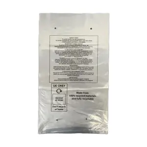 Milieuvriendelijk Gerecycled Hdpe Doorzichtige Plastic Poly Bags Grs Gecertificeerd Aangepast Formaat Verstikkingswaarschuwing Logo Print Kledingverpakking