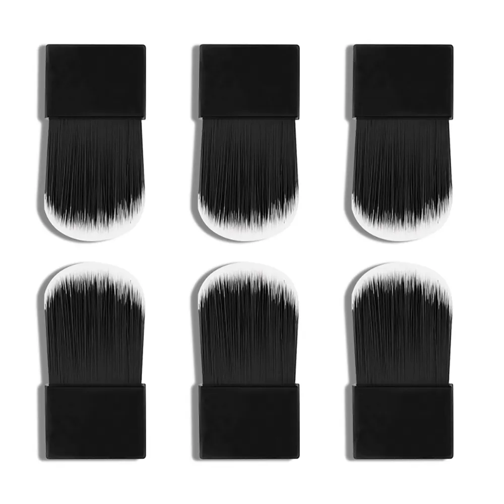 Portable Mini Nylon Hair Black Compact Brush For Blush Loose Powder Flat Top Face Liquid Foundation Kabuki Makeup Brush