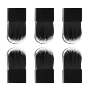 Portátil Mini Nylon Cabelo Preto Compacto Escova Para Blush Pó Solto Flat Top Face Líquido Fundação Kabuki Maquiagem Escova