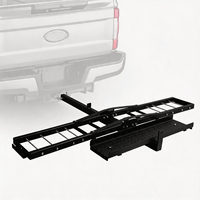 Plateforme de chargement moto robuste en acier noir pour attelage 2 pouces, capacité 500 LBS, avec surface antidérapante double face large, compatible SUV et camion