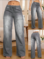 Jeans droits taille haute décontractés en denim délavé pour femme, coupe ample, écologiques, personnalisables OEM ODM 2026