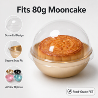 Boîte à pâtisserie ronde individuelle en gros, emballage transparent à dôme pour desserts, idéale pour Mochi au jaune d'œuf, gâteau de lune, choux à la crème et autres produits en blister.