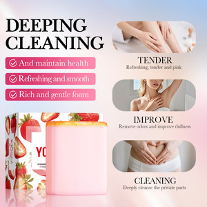 Jabón <span class=keywords><strong>de</strong></span> Baño Artesanal Natural y Orgánico con Aroma a Fresa <span class=keywords><strong>de</strong></span> 100g, para la Higiene Íntima Femenina - Product Image 4