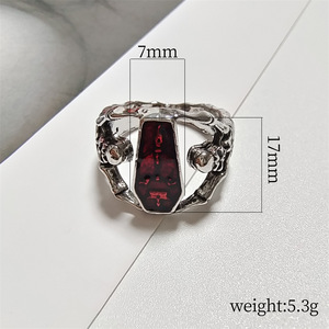 Bague Crâne <span class=keywords><strong>de</strong></span> Chauve-Souris Vampire Vintage Très Vendue en Zircon Rouge Style Gothique Bague <span class=keywords><strong>Homme</strong></span> Punk Hip Hop Cadeaux Halloween - Product Image 4