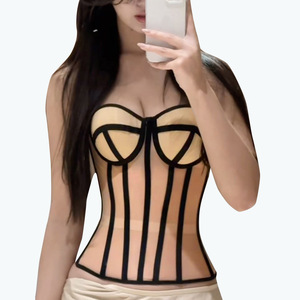 Corsetto Sexy da <span class=keywords><strong>Donna</strong></span> 2025 in Rete con Coppe, Allacciatura e Fascia Trasparente, Modellante per il Corpo - Product Image 5