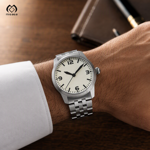 Montre-bracelet automatique pour homme, cadran crème, 40 mm, chiffres lumineux, acier inoxydable, Relogio Masculino, Business Men - Product Image 4