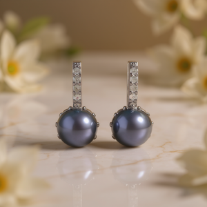 Boucles d'oreilles pendantes en perles de Tahiti, argent 925, perle de culture ronde, sertissage clos, classiques pour femme, usage quotidien, multicolores - Product Image 2