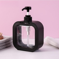 Offre Spéciale Contenant Cosmétique en Plastique Transparent Forme Carrée 300 ml 500 ml, Bouteille de Lotion Corporelle ou Gel Hydroalcoolique avec Pompe