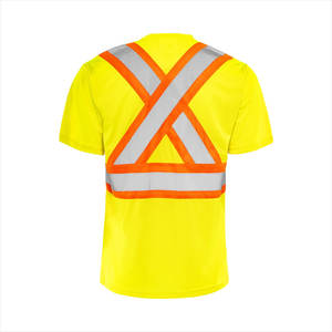 100% Polyester Hi Vis Reflective <b>Safety</b> T Shirt High Visibility <b>Roadway</b> Security Workwear Polo T Shirt - Product Image 2