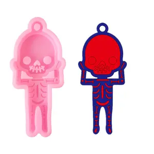 B-2059Halloween key chain silicone mold DIY silicone process human skeleton 3D shiny skeleton Earrings Mousse Cake silicone mold
