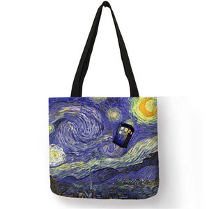 Bolso de mano de <span class=keywords><strong>Van</strong></span> <span class=keywords><strong>Gogh</strong></span> con pintura de noche estrellada para mujer, bolsa de compras reutilizable, grande, para viaje y <span class=keywords><strong>playa</strong></span> - Product Image 6