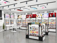 Étagère de présentation double face personnalisée, îlot de maquillage, support cosmétique et étagère de maquillage pour magasin