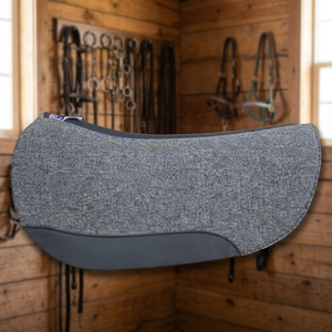 GN EXPORT All Purpose Western Equestrian Saddle <b>Pad</b> Cowhide Leather Cotton Outshell Nonwoven <b>Felt</b> Fleece Lining Brown Trim - Product Image 4