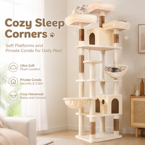 Tour de jeu pour <span class=keywords><strong>chat</strong></span> tout-en-un <span class=keywords><strong>avec</strong></span> structure en bois massif, poteaux en sisal naturel, hamac confortable et niche pour les grands chats - Product Image 3