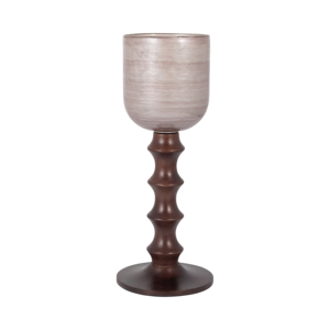 Portacandele Hurricane in Vetro e Legno di Mango, Candeliere per Centrotavola, Console e Decorazione per Caminetto - Product Image 2