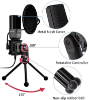Microphone USB portable à condensateur haute qualité avec suppression du bruit pour conférences, studios et jeux, compatible avec les ordinateurs de bureau