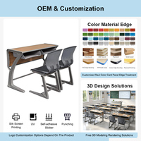 Chaise de bureau ergonomique moderne en alliage d'aluminium avec double ensemble de bureau pour étudiant, idéale pour salle de classe primaire et chambre à coucher