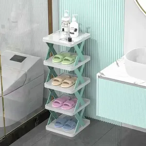 X hình dạng Stackable giày lưu trữ Kệ tổ chức DIY Nhựa Giày hiển thị tủ tiết kiệm không gian tổ chức phòng khách giày lưu trữ - Product Image 4