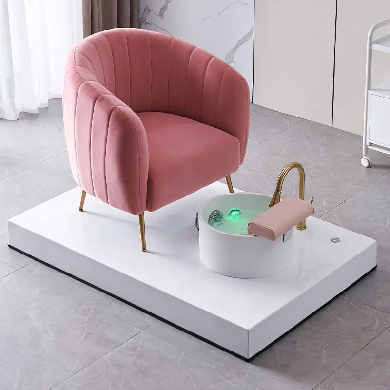 Fauteuils de pédicure de salon de manucure de luxe rose personnalisé Chaise de spa de massage des pieds de pédicure de luxe à vendre